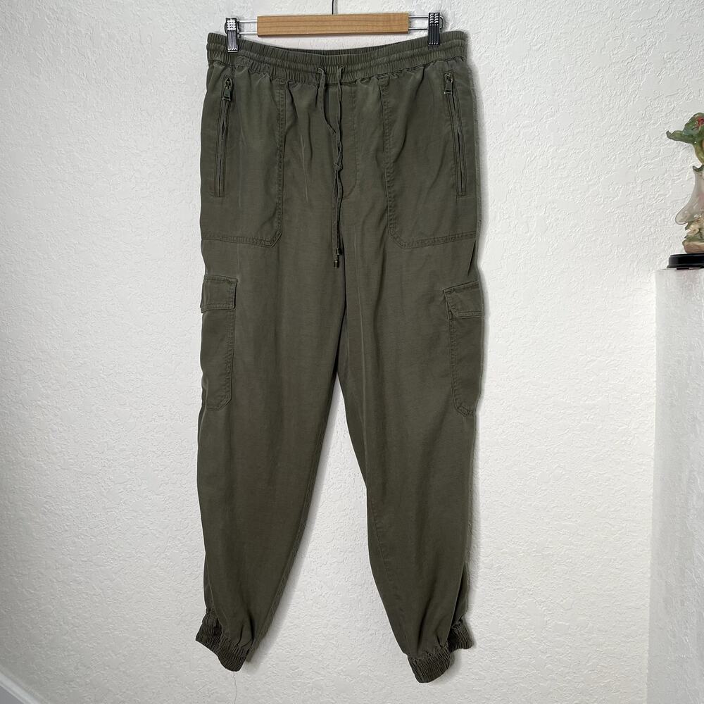 Lauren Ralph Lauren Womens 12 Olive Green Lyocell Linen Cargo Jogger Pants LRL